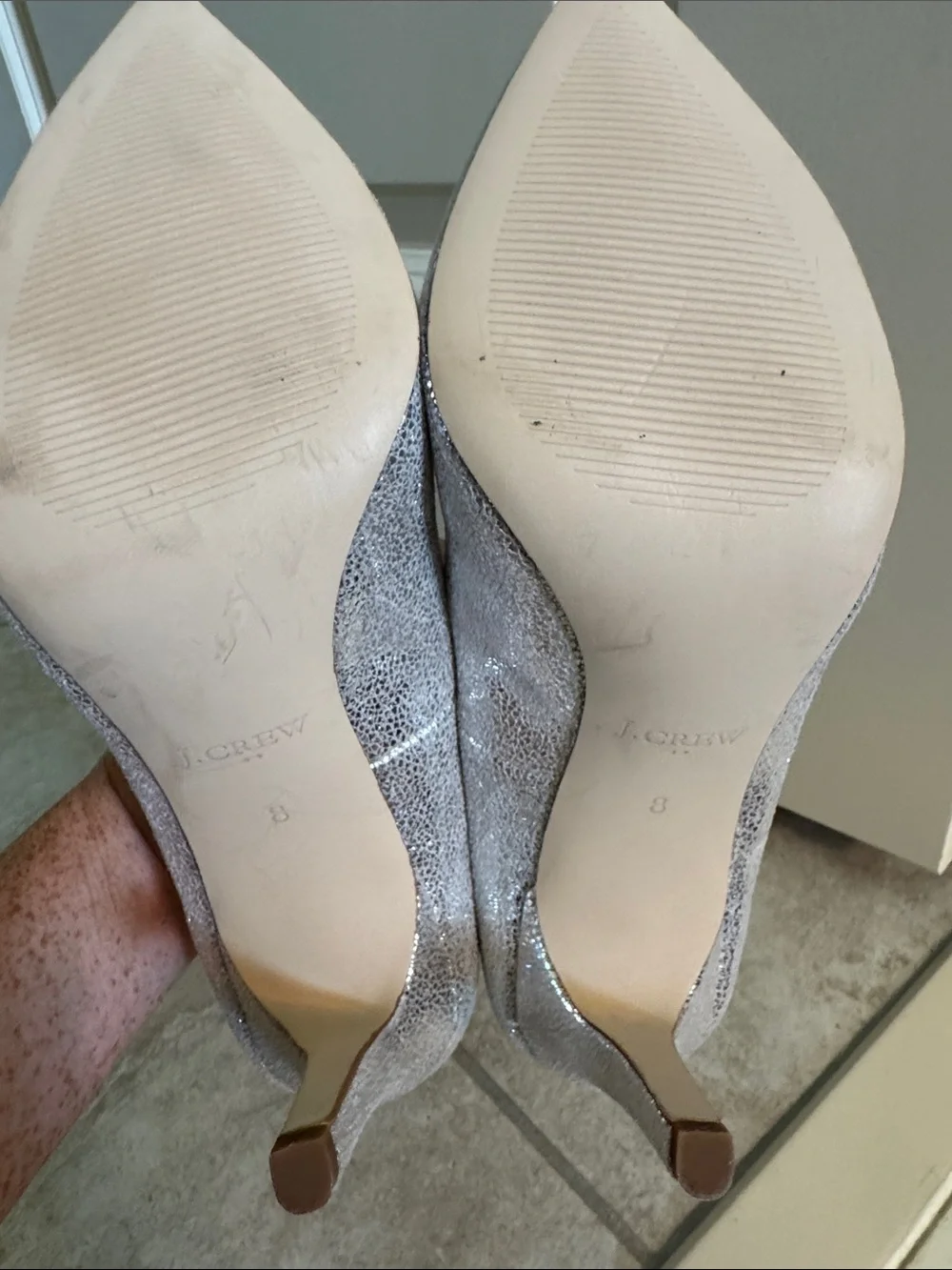 J. Crew Factory Silver Pointed-Toe Stiletto Pumps